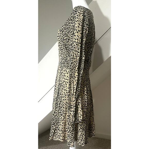 & Other Stories Long Sleeve Leopard Cheetah Animal Print Mini Dress Size 10 - Picture 3 of 9